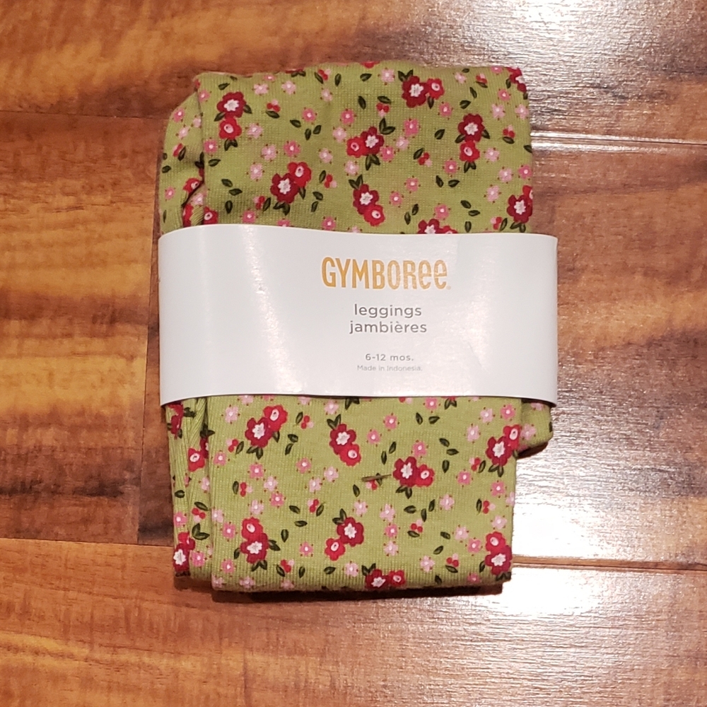 Gymboree NWT 6-12 months green/pink floral leggings